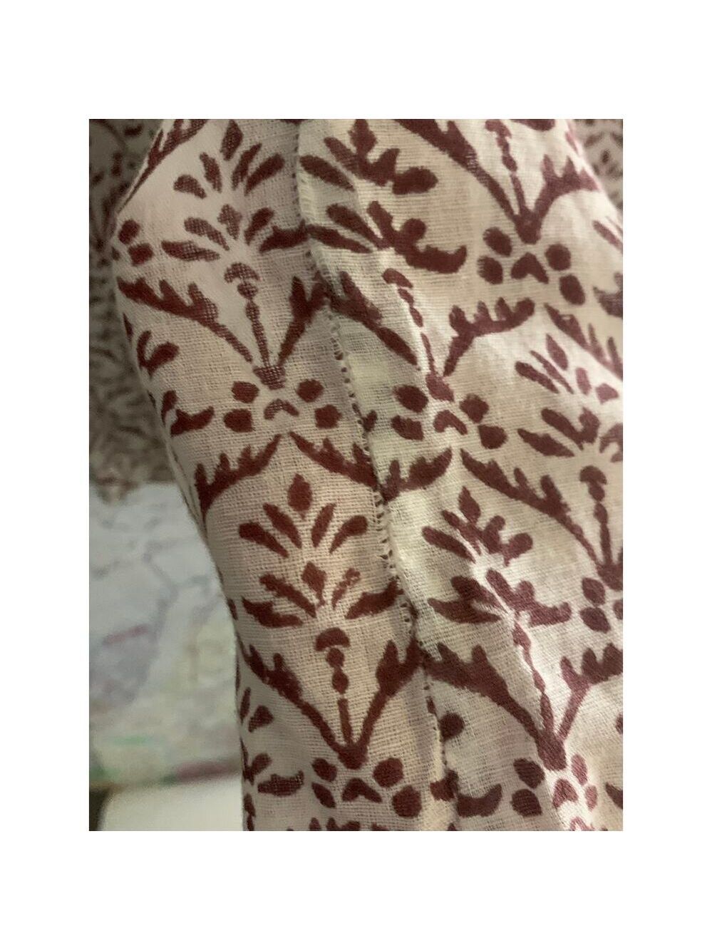 FIGUE 3/4 Sleeve Brown Leaf and Orange Beaded tunic top flaw large - Picture 10 of 15